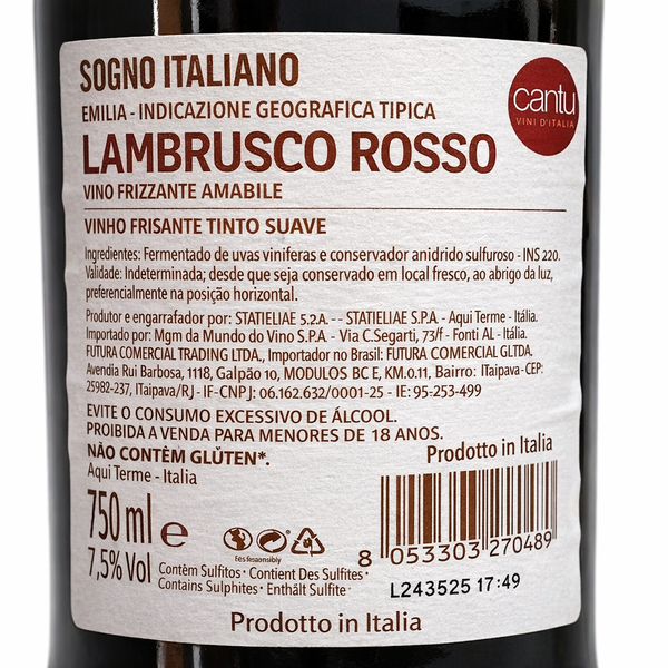 Vinho Frisante Lambrusco Rosso 750 ml - Di Pietro Vinhos